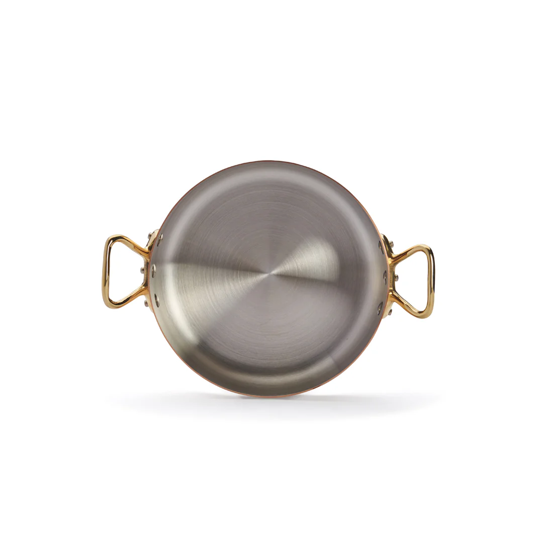INOCUIVRE SERVICE Copper Round Sauté Pan with Lid and Brass Handles - Image 5