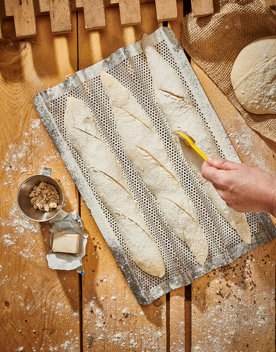 Perforated Stainless Steel Baguette Pan for 3 Baguettes - Image 3